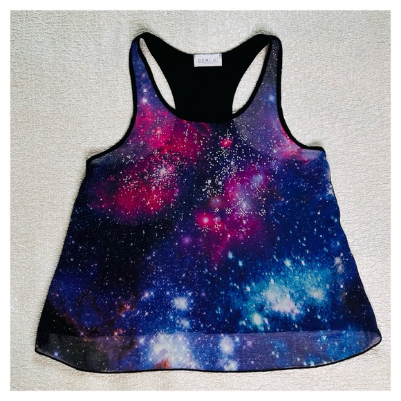 Geri C. Tops - Vintage Geri C. New York Galaxy Print Sleeveless Tank Top Racerback Muscle Tee M
